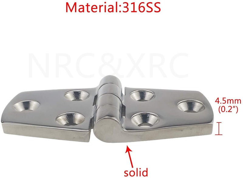 NRC&XRC Marine Grade CAST Solid 316 Stainless Steel Mirror Polished Door Hinge 3" x 1.5" for Boat, RVs (Pair) - Image 2